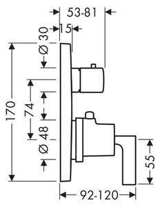 Axor Citterio baterie de duș ascuns cu termostat crom 39700000