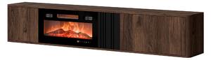Comodă TV Oratio IV, Nuc, Negru, MDF, PAL laminat, 36x190x31cm, 34.6 kg