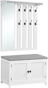 Cuier cu pantofar si bancuta Alb Vasagle 82x31x142 cm