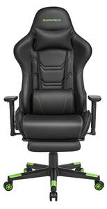 Scaun gaming, stil de curse, Songmics, Negru-Verde, 70.5 x 71.5 x (126.5-136.5)cm