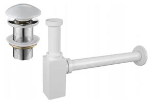 Mexen semisifon pentru lavoar pătrat cu dop ceramic clic-clac, fără preaplin, alb - 7991060-25