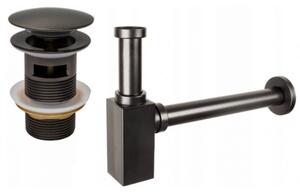 Mexen semisulfon pentru lavoar pătrat cu dop click-clack, cu preaplin, grafit- 7992060-66