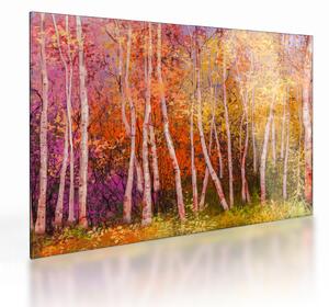 Tablou pe sticlă - Pădurea colorată (70x50 cm)