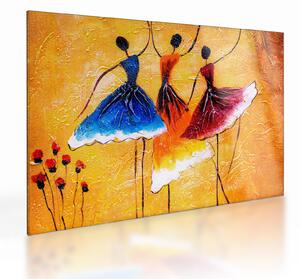 Tablou pe sticlă - Pictură în ulei, balerina (70x50 cm)