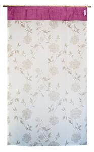 Perdea Velaria inisor alb cu flori gri, 110x180 cm