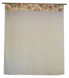 Perdea Velaria in alb cu trandafiri roz, 140x160 cm