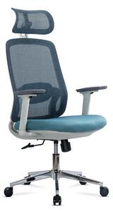 Scaun de birou SKY, brate 3D, suport lombar reglabil, Mesh + Textil, Bleu