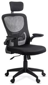 Scaun de birou AERO, brate rabatabile, Mesh + Textil, Negru