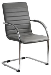 Scaun vizitator ELEGANCE, cadru cromat, piele ecologica, Gri