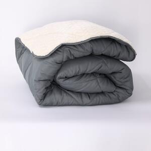 Pilota De Iarna Sherpa Grafit Cu Blanita - Moale Si Confort Absolut 150X210 Cm