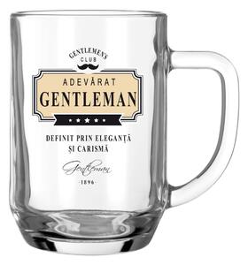 Halbă de bere, Gentleman, 500 ml, mesaj funny "definit prin eleganță și carismă"