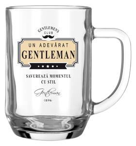 Halbă de bere, Gentleman, 500 ml, mesaj funny "savurează momentul cu stil"