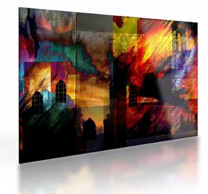 Tablou pe sticlă - Oraș colorat, abstracție (70x50 cm)