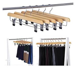 Set 8 umerase pentru pantaloni, Songmics, Lemn, Natural, CRW008-8, 35.5 cm