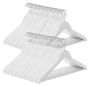 Set 50 umerase din lemn, Songmics, Alb, 44.5 x 23 cm, CRW03W-50