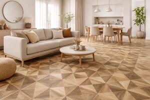 Linoleum Model Parchet KEMPSTON 661, Latime 200 cm, Bej Maro 200 x 400