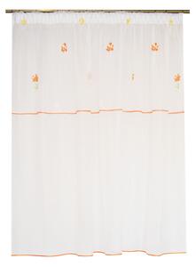 Perdea voal alb cu flori portocalii, 220x185 cm