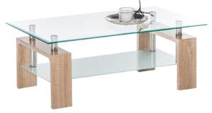 Masuta cafea MANGO 2, transparent/stejar sonoma, sticla, 100x60x42 cm