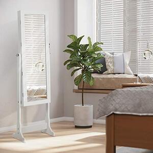 Dulap bijurerii cu oglinda, Songmics, Alb, 150.5x41x36 cm
