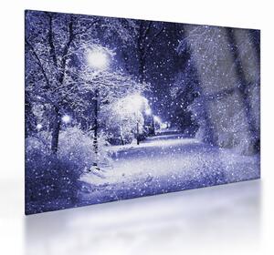 Tablou pe sticlă - Noaptea magică de iarnă (70x50 cm)