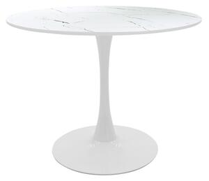Masa Bucatarie/Dining Brox Rotunda MDF Finisaj Marmura Alba Diametru 80 Cm