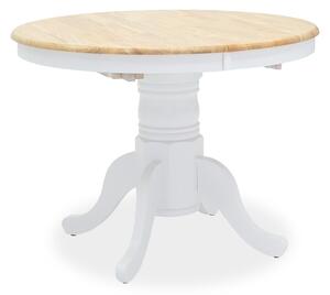 Masa Bucatarie/Dining Extensibila Lirma Din Lemn De Arbore De Cauciuc Finisaj Alb-Stejar 100-138x75 Cm