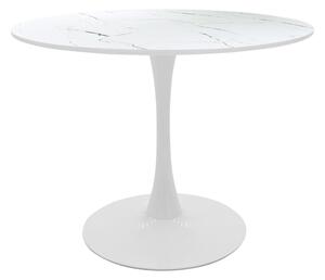 Masa Bucatarie/Dining Brox Rotunda MDF Finisaj Marmura Alba Diametru 120 Cm