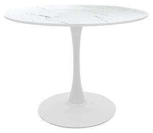 Masa Bucatarie/Dining Brox Rotunda MDF Finisaj Marmura Alba Diametru 100 Cm