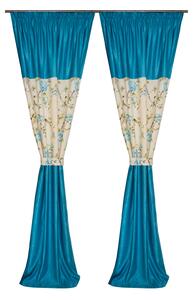 Set draperii floral turcoaz, 2 120x270 cm