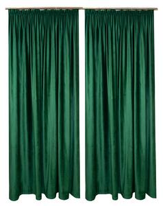 Set draperii Velaria catifea verde smarald cu rejansa, 2 210x250 cm