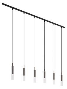 Sistem de iluminat pe șină modern negru cu 6 lămpi suspendate bronz închis monofazat - Slimline Loyce