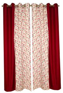 Set draperii Velaria flori rosii, 2x115x225 cm