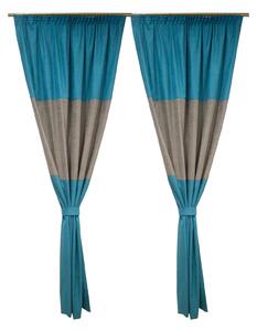Set draperii Velaria turcoaz cu gri, 2x130x240 cm
