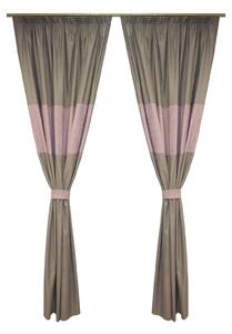 Set draperii Velaria gri cu dungi lila, 2x155x245 cm