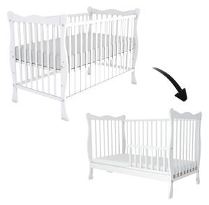 Patut din lemn masiv cu bariera 120x60 cm Kidizi Isla alb,reglabil pe 3 nivele, certificat EN71