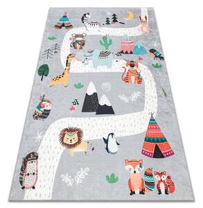 BAMBINO 2160 covor lavabil Sat indian, animale pentru copii anti-alunecare gri - SECUNDAR-COTATI PRODUSUL