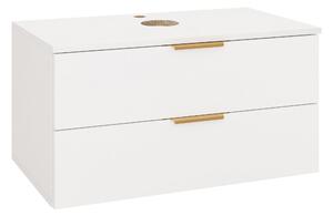 Cabinet atârnat pentru baie Comfivo Unitas, Auriu, Alb, PAL laminat, 40x81x46cm, 24 kg