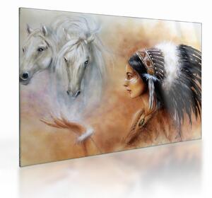 Tablou pe sticlă - Farmecele indienilor (70x50 cm)