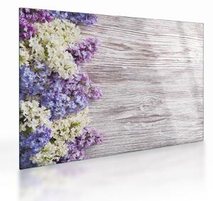 Tablou pe sticlă - Liliac pe lemn (70x50 cm)
