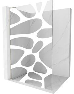 Mexen Kioto L, paravan de duș walk-in 100 x 200 cm, sticlă transparentă model alb de 8 mm, profil din oțel periat, 800-100-103-97-97