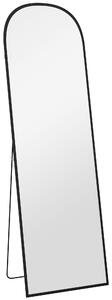 HOMCOM Oglindă de Podea și Perete, Oglindă Modernă cu Structură din Aliaj de Aluminiu și Suport Pliabil, 50x161.5 cm, Negru | Aosom Romania