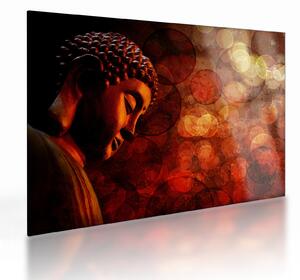 Tablou pe sticlă - Buddha în nuanțe roșii (70x50 cm)