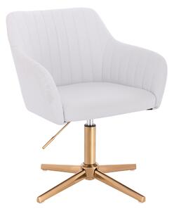 HC190CROSS Scaun Alb din Piele Ecologica cu Bază Aurie