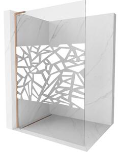 Mexen Kioto L, paravan de dus walk-in 110 x 200 cm, 8 mm sticla transparenta model alb, profil cupru mat, 800-110-103-65-85