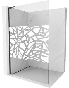 Mexen Kioto L, paravan de dus walk-in 110 x 200 cm, 8 mm sticla transparenta model alb, profil negru, 800-110-103-70-85