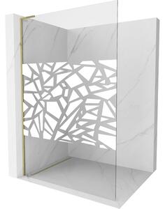 Mexen Kioto L, paravan de dus walk-in 110 x 200 cm, 8 mm sticla transparenta model alb, profil auriu lucios, 800-110-103-50-78