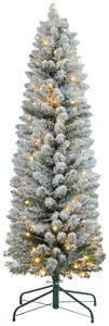 HOMCOM Brad de Crăciun Înzăpezit cu 263 de Crengi și Lumini LED Albe, Brad Artificial din Plastic, Ø45x150 cm, Verde | Aosom Romania