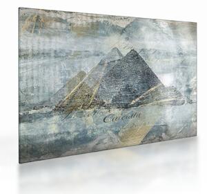 Tablou pe sticlă - Piramide în filtru albastru (70x50 cm)