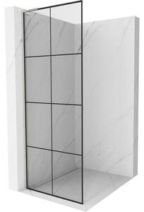 Mexen Kioto L, paravan de duș walk-in 80 x 200 cm, sticlă transparentă de 8 mm model negru, profil din oțel periat, 800-080-103-97-77