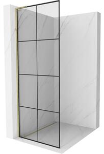 Mexen Kioto L, paravan de dus walk-in 80 x 200 cm, 8 mm sticla transparenta model negru, profil auriu lucios, 800-080-103-50-77